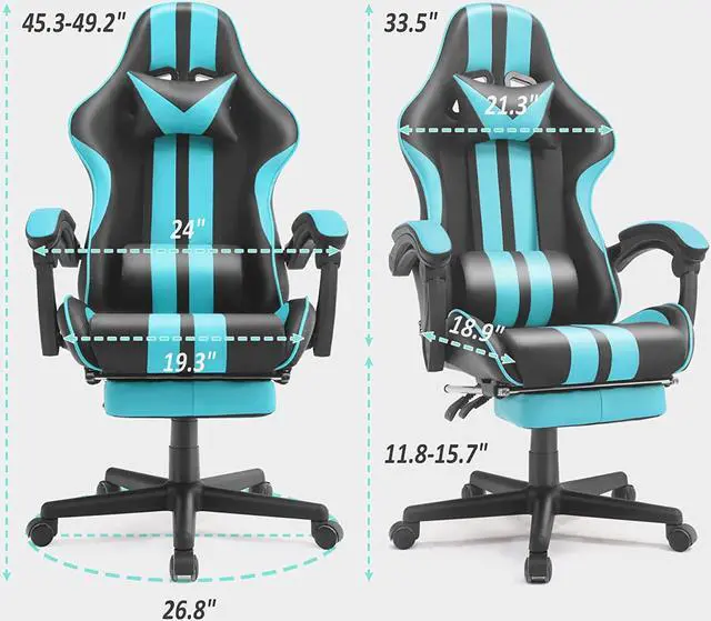Alt view image 3 of 7 - Ferghana Miami Blue Gaming Chair, Gamer Chair, PC Gaming Chair, Ergonomic Gaming Chair, Computer Gaming Chair with for Adults Teens