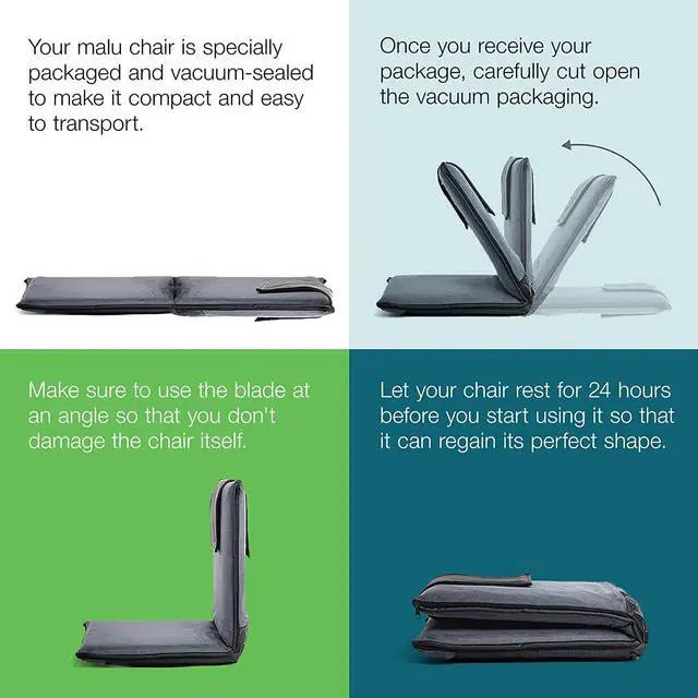 Alt view image 5 of 7 - malu Extra Large Padded Floor Chair w/Back Support - Japanese Chair Meditation Cushion, Comfortable Folding Backrest, Removable Easy Wash Cover