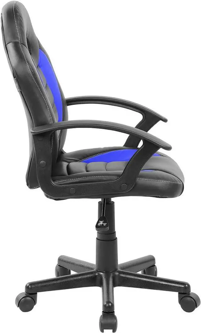 Alt view image 7 of 7 - Techni Mobili Kid's Gaming and Student Racer Chair with Wheels, Resemblance of a sport's car interior, Polypropylene, Blue