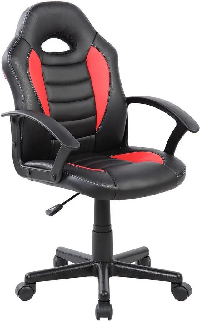 Main image of Techni Mobili Kid's Gaming and Student Racer Chair with Wheels, Red 22D x 21.25W x 35.25H in
