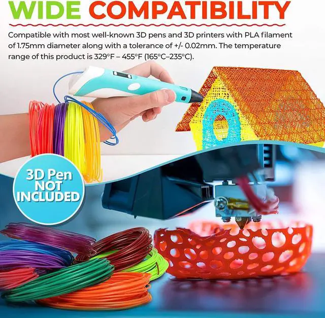 Alt view image 7 of 7 - 3D Pen Filament - 1.75mm PLA Plastic - 3D Pen Refills with Stencils - 360 Feet of Assorted Filament: 0.02mm Tolerance for 3D Drawing (3D Pen Not Included)