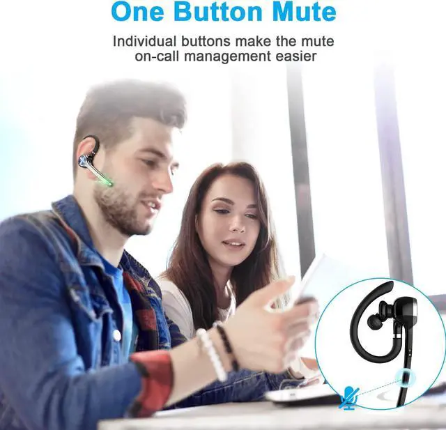 Alt view image 4 of 7 - Bluetooth Headset Wireless Bluetooth Earpiece with 500mAh Charging Case 72 Hours Talking Time Built-in Microphone for iOS Android Cell Phone V5.1 Hand-Free Headphones for Trucker Office