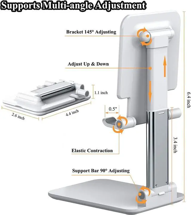 Alt view image 3 of 7 - Meetuo 2 Pcs Cell Phone Stand, Adjustable Angle Height Phone Stand for Desk, Fully Foldable/Portable Phone Holder, Compatible for iPhone 14/13/12/Smartphones, Welcome to consult