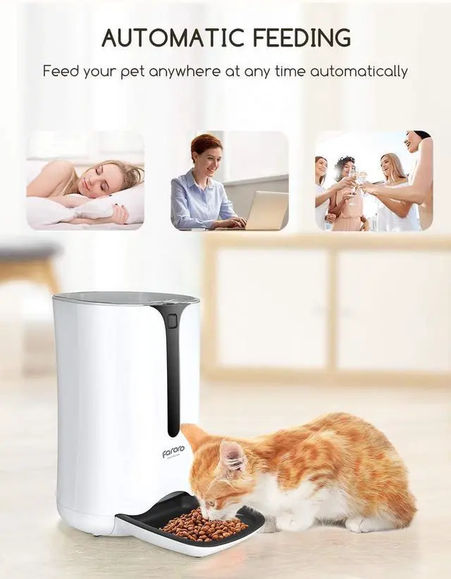 Alt view image 4 of 7 - Automatic Cat Feeder, Faroro Dog Food Dispenser for Small Pets with Distribution Alarms, Portion Control, Voice Recorder and Programmable Timer for up to 4 Meals per Day