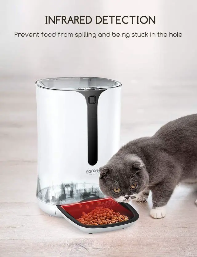 Alt view image 6 of 7 - Automatic Cat Feeder, Faroro Dog Food Dispenser for Small Pets with Distribution Alarms, Portion Control, Voice Recorder and Programmable Timer for up to 4 Meals per Day