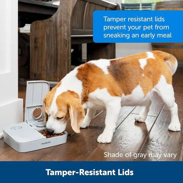 Alt view image 4 of 6 - Analog 2 Meal Programmable Pet Feeder, Automatic Dog and Cat Feeder - Dry or Semi-Moist Pet Food Dispenser, Slow Feed Portion Control (3 Cup/16 Ounce Total Capacity), Tamper-Resistant Design