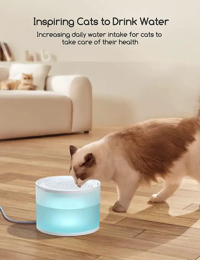 Alt view image 7 of 7 - Meowant Cat Water Fountain with Wireless Pump, 74OZ/2.2L BPA-Free Cetified Cat Fountain, Ultra Quiet Pet Water Fountain for Cats and Dogs with Filter