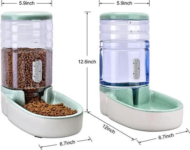 Alt view image 4 of 6 - Automatic Dog Cat Feeder and Water Dispenser Gravity Food Feeder and Waterer Set with Pet Food Bowl for Small Medium Dog Puppy Kitten, Large Capacity 1 Gallon x 2