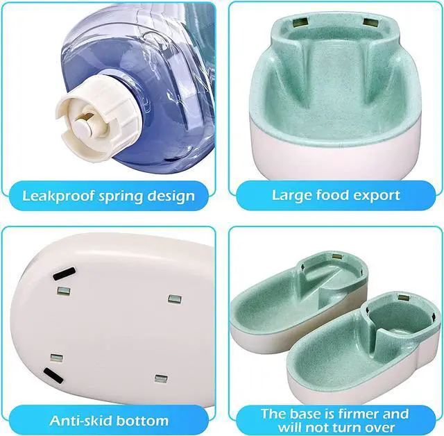 Alt view image 5 of 6 - Automatic Dog Cat Feeder and Water Dispenser Gravity Food Feeder and Waterer Set with Pet Food Bowl for Small Medium Dog Puppy Kitten, Large Capacity 1 Gallon x 2