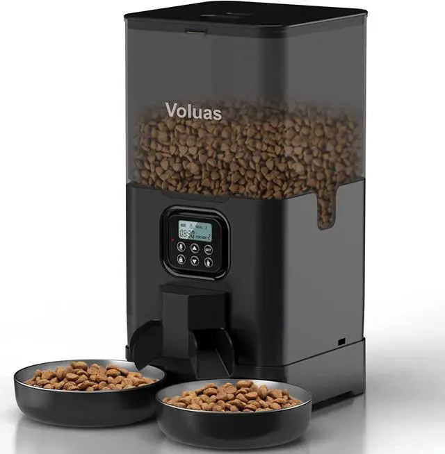 Main image of Automatic Cat Feeders for Two Cats, Double Pet Feeder with 2 Stainless Steel Bowls,6L Timed Cat Feeder with Memory Function, Pet Food Dish