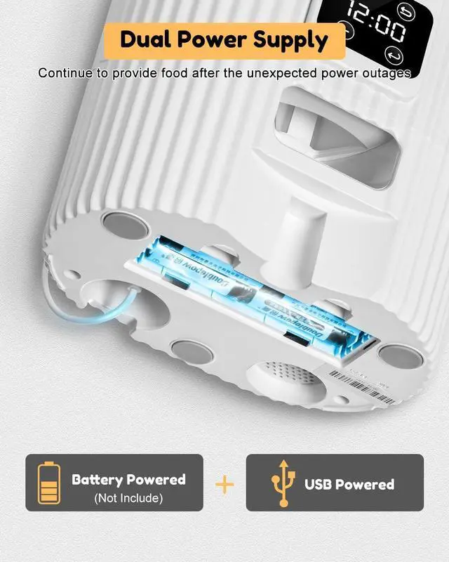 Alt view image 5 of 7 - Automatic-Cat-Feeder, 3.5L Pet Feeder with Dual Power Supply Auto Cat Dry Food Dispenser Dog Automatic Feeder with Desiccant & Stainless Steel Bowl