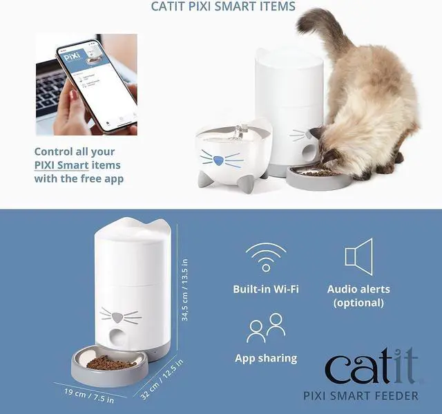 Alt view image 6 of 6 - Automatic Cat Food Dispenser - Timed Pet Feeder for Cats with Dry Food Dispenser, Dessicant Bag, Portion Control, WiFi Enabled
