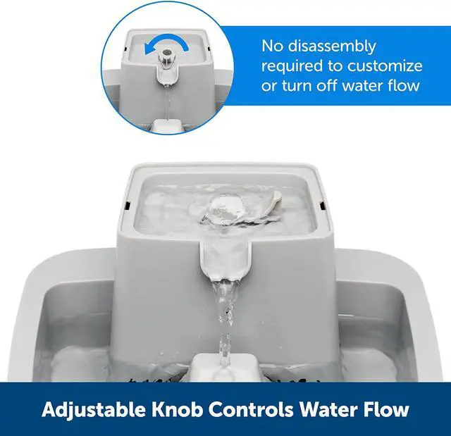 Alt view image 3 of 6 - PetSafe Oasys Pet Fountain, 1/2 Gallon (64 oz), Small Dogs & Cats | Adjustable Water Flow, Whisker-Friendly Tray, Dishwasher-Safe, Replaceable Carbon & Foam Filters Included