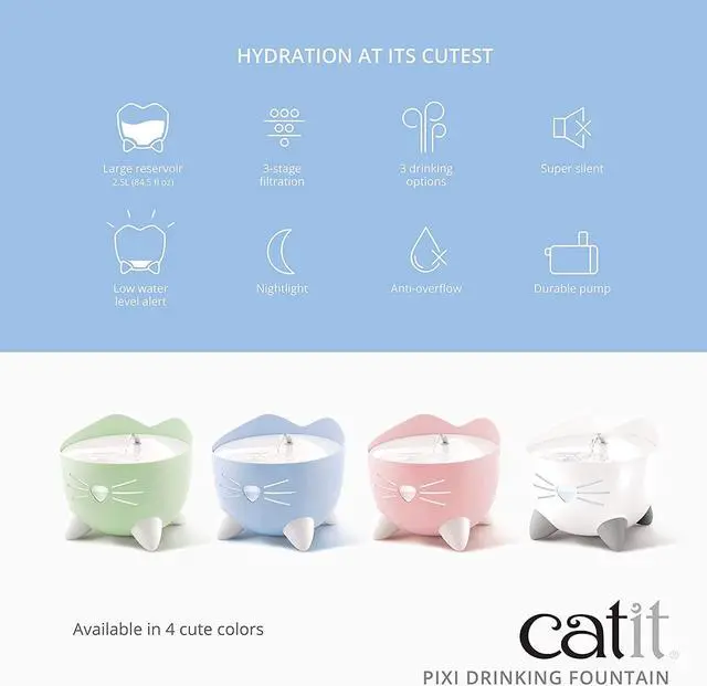 Alt view image 2 of 7 - Catit PIXI Cat Drinking Fountain, White