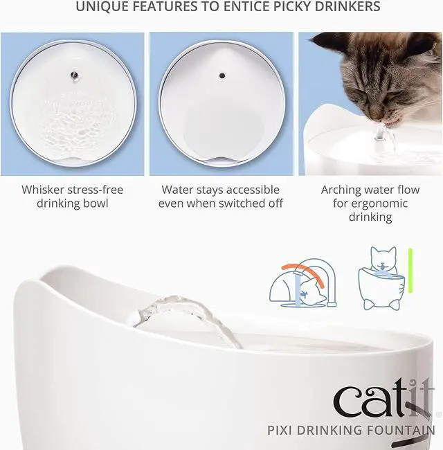 Alt view image 4 of 7 - Catit PIXI Cat Drinking Fountain, White