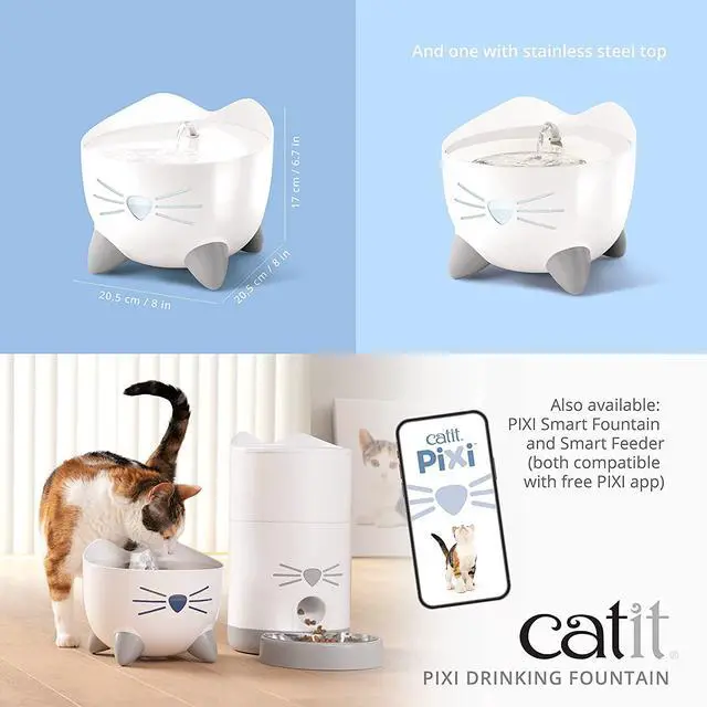 Alt view image 6 of 7 - Catit PIXI Cat Drinking Fountain, White