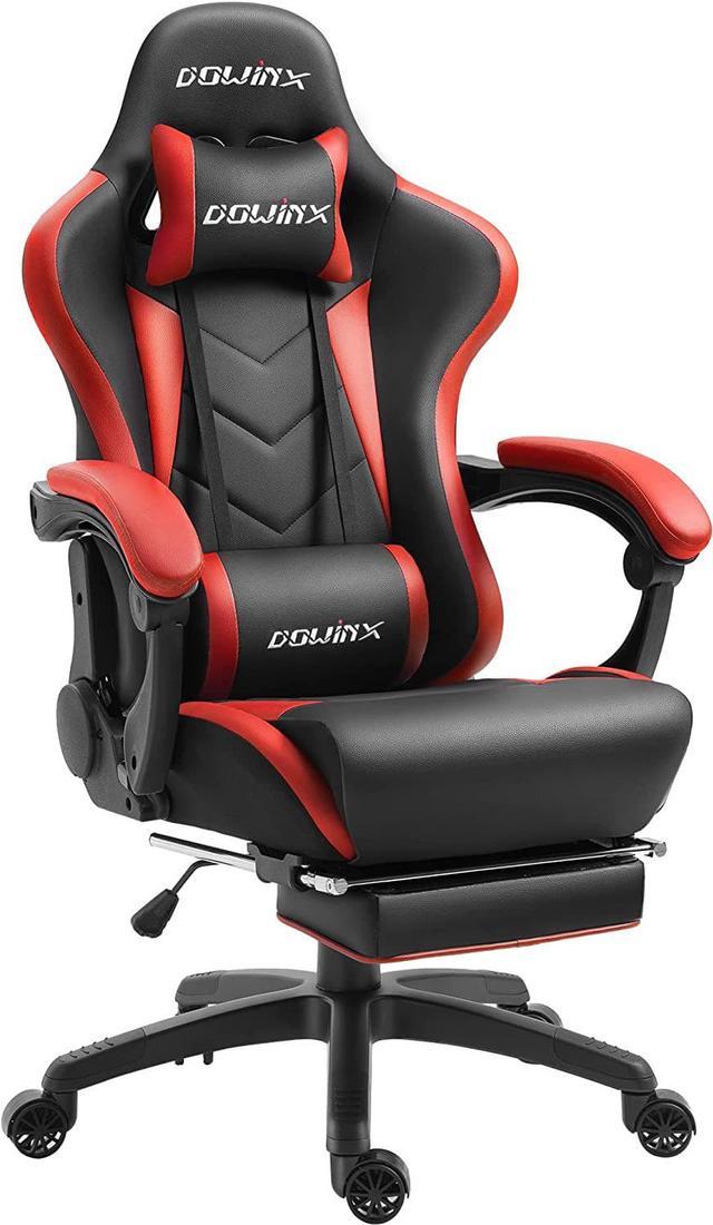 Dowinx Gaming Chair Ergonomic Racing Style Recliner with Massage Lumbar Support Office Armchair for Computer PU Leather E Sports Gamer Chairs with Retractable Footrest Black Red Newegg