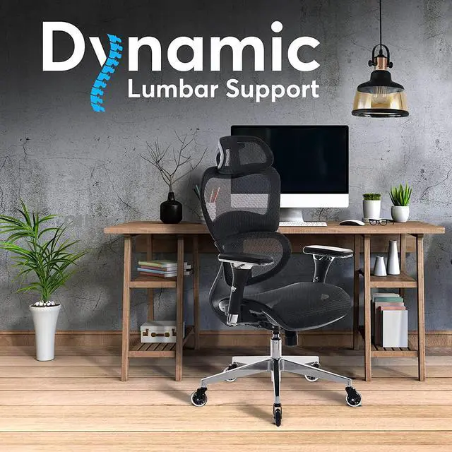 Alt view image 7 of 7 - Oline ErgoPro Ergonomic Office Chair, Rolling Desk Chair with 4D Adjustable Armrest, 3D Lumbar Support, Blade Wheels, Mesh Computer Gaming Executive Swivel Chairs Chair (Black)