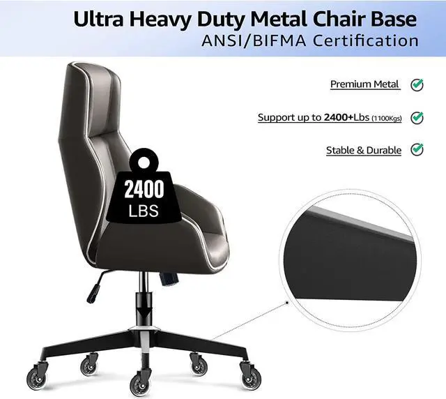 Alt view image 4 of 7 - MASTERY MART 28" Heavy Duty Office Chair Base Replacement Parts, 2500 Lbs, Desk Chair Reinforced Metal Leg with Universal Gas Cylinder Hole and Casters Sockets, Matte Black