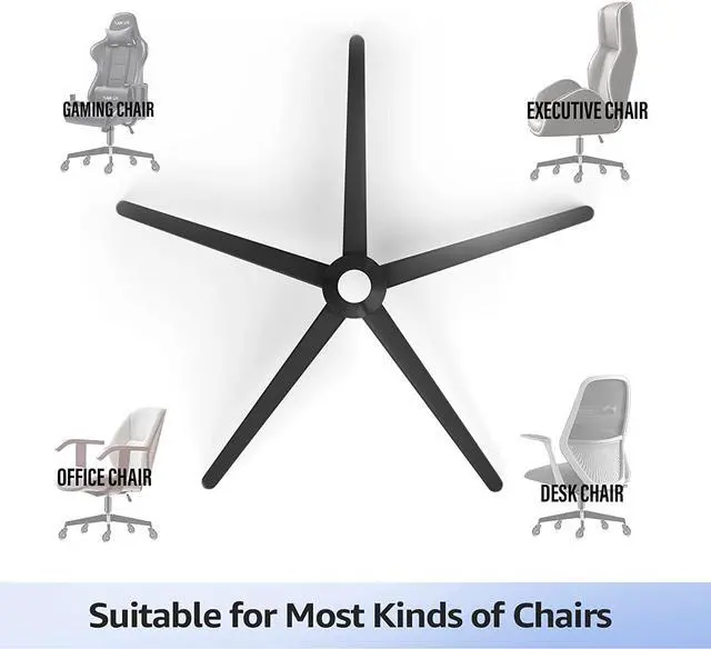 Alt view image 6 of 7 - MASTERY MART 28" Heavy Duty Office Chair Base Replacement Parts, 2500 Lbs, Desk Chair Reinforced Metal Leg with Universal Gas Cylinder Hole and Casters Sockets, Matte Black