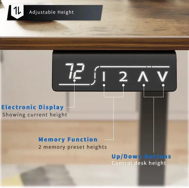 Alt view image 5 of 7 - YESHOMY Height Adjustable Electric Standing Desk, 55 inch Computer Table, Home Office Workstation, Black Leg/Rustic Brown Top