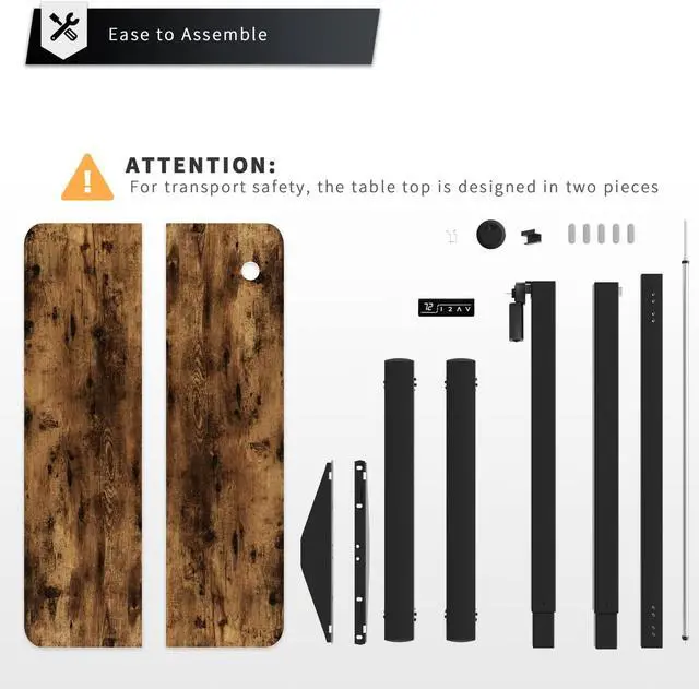 Alt view image 7 of 7 - YESHOMY Height Adjustable Electric Standing Desk, 55 inch Computer Table, Home Office Workstation, Black Leg/Rustic Brown Top