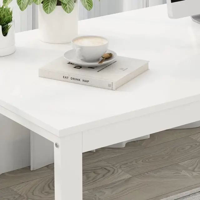 Alt view image 4 of 7 - Homsee Home Office Computer Desk Corner Desk with 3 Drawers and 2 Shelves, 55 Inch Large L-Shaped Study Writing Table with Storage Cabinet - White