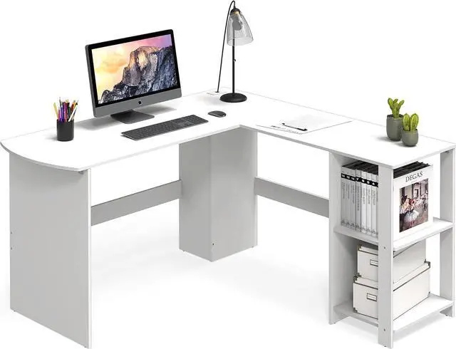 Alt view image 4 of 6 - SHW L-Shaped Home Office Wood Corner Desk, White