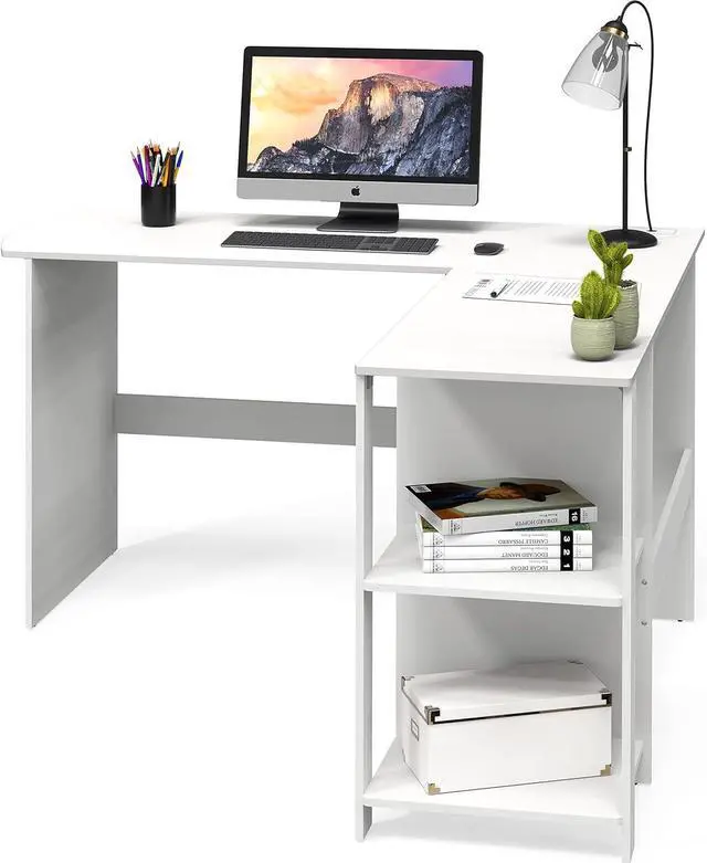Alt view image 5 of 6 - SHW L-Shaped Home Office Wood Corner Desk, White