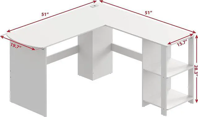 Alt view image 2 of 6 - SHW L-Shaped Home Office Wood Corner Desk, White