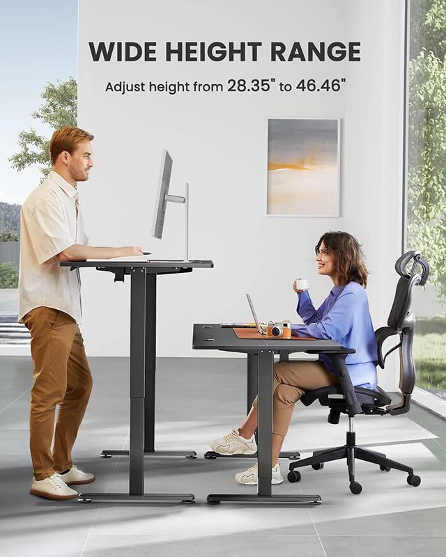 Alt view image 4 of 7 - ErGear Height Adjustable Electric Standing Desk, 55 x 28 Inches Sit Stand up Desk, Memory Computer Home Office Desk (Black)