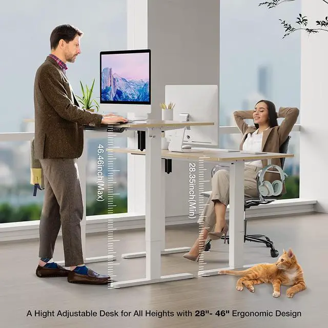 Alt view image 2 of 7 - Sweetcrispy Electric Standing Desk, 40 x 24in Adjustable Height Electric Stand up Desk Standing Computer Desk Home Office Desk Ergonomic Workstation with 3 Memory Controller, Bamboo Texture