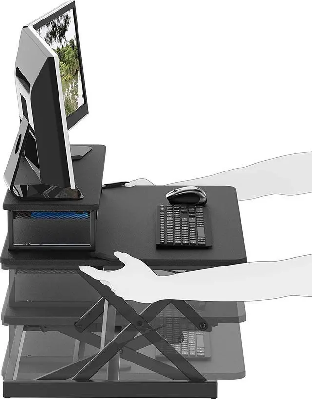 Alt view image 5 of 7 - SHW 36-Inch Height Adjustable Standing Desk Sit to Stand Riser Converter Workstation, Black