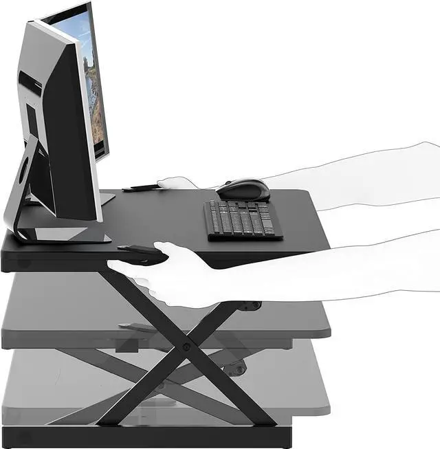 Alt view image 6 of 7 - 32-Inch Height Adjustable Standing Desk Converter Riser Workstation, Black by DT