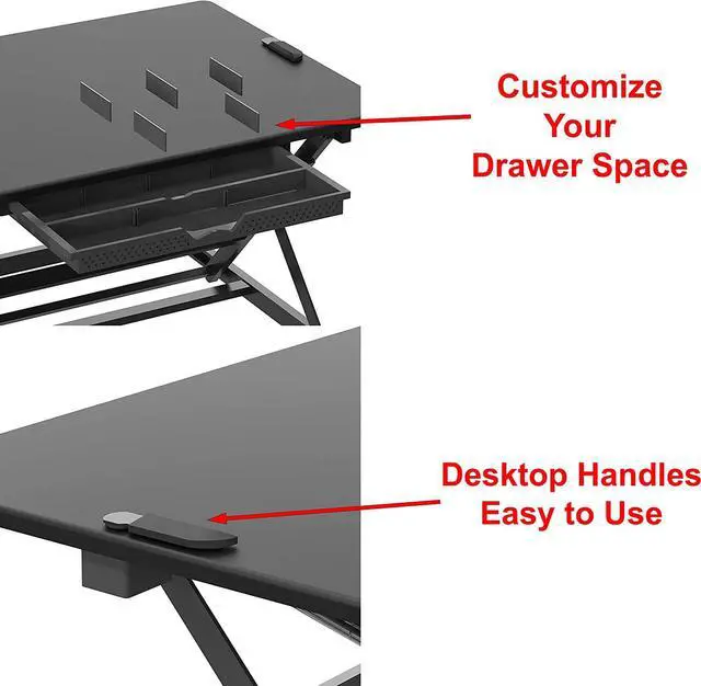 Alt view image 7 of 7 - 32-Inch Height Adjustable Standing Desk Converter Riser Workstation, Black by DT