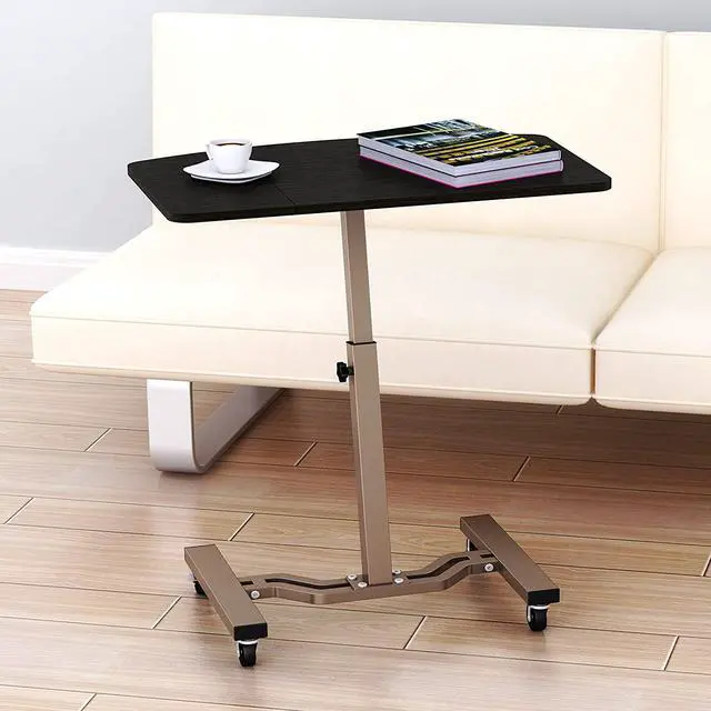 Alt view image 2 of 5 - SHW Height Adjustable Mobile Laptop Stand Rolling Desk, Espresso