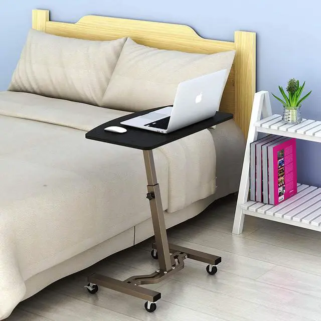 Alt view image 4 of 5 - SHW Height Adjustable Mobile Laptop Stand Rolling Desk, Espresso