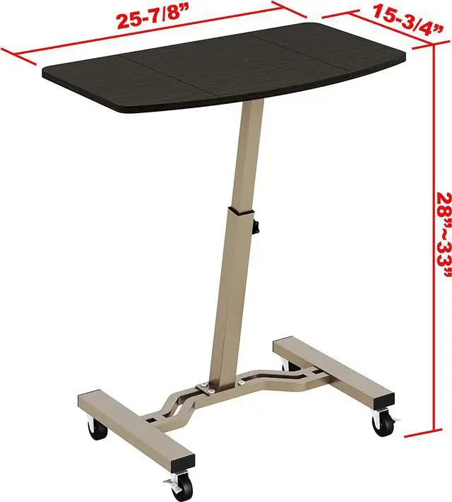 Alt view image 3 of 5 - SHW Height Adjustable Mobile Laptop Stand Rolling Desk, Espresso