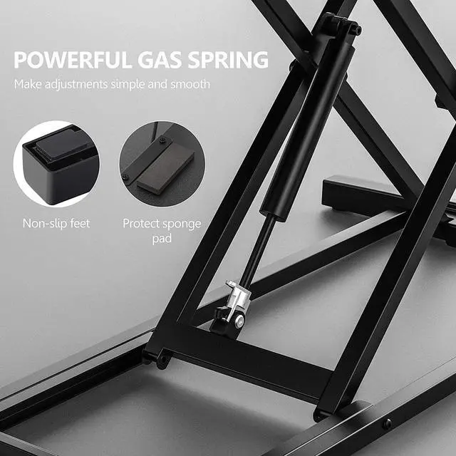 Alt view image 4 of 5 - Height Adjustable Standing Desk 32 Wide Sit to Stand Converter Stand Up Desk Tabletop Workstation for Dual Monitor Riser FSD308001WB