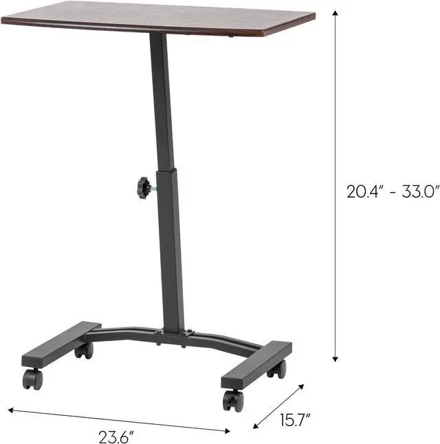 Alt view image 3 of 7 - IRIS USA Single Rolling Workstation Table Desk, Laptop Cart, Brown