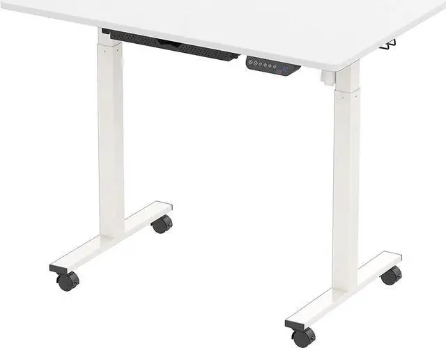 Alt view image 7 of 7 - SHW 40-Inch Mobile Electric Height Adjustable Sit to Stand Desk with Drawer, Hanging Hooks and Cable Management, White