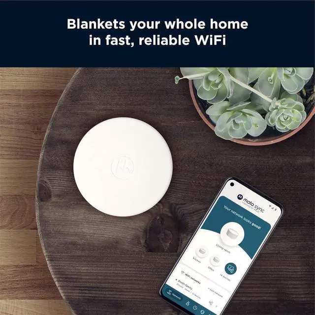 Alt view image 2 of 6 - Motorola Q11 Mesh WiFi 6 Router  1 Pack | Fast Reliable WiFi, Quick Easy Setup, Auto Security, Parental Controls, Advanced Motosync App | Replaces Router and Extender | AX3000 WiFi