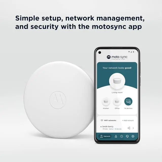 Alt view image 6 of 6 - Motorola Q11 Mesh WiFi 6 Router  1 Pack | Fast Reliable WiFi, Quick Easy Setup, Auto Security, Parental Controls, Advanced Motosync App | Replaces Router and Extender | AX3000 WiFi