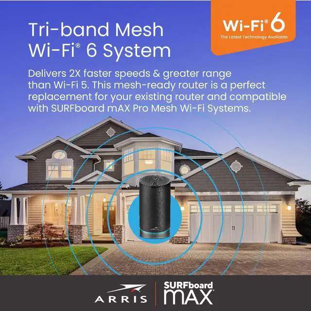 Alt view image 3 of 6 - ARRIS SURFboard mAX Pro W31 Tri-Band Mesh Ready Wi-Fi 6 Router , AX11000 Wi-Fi Speeds up to 11 Gbps , Coverage up to 3,000 sq ft , 1 Router , Four 1 Gbps Ports , Alexa Support