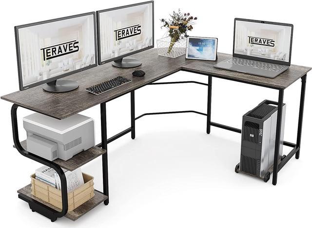 Teraves Modern L-Shaped Desk Corner Computer Desk Gaming Table