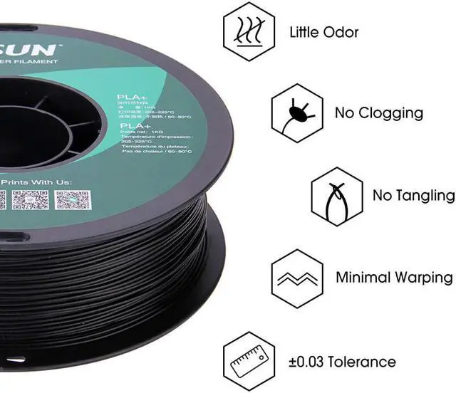 Alt view image 5 of 6 - eSUN PLA PRO (PLA+) 3D Printer Filament, Dimensional Accuracy +/- 0.03mm, 1kg Spool, 1.75mm, Black