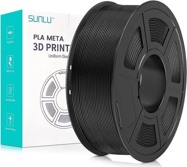 Main image of SUNLU 3D Printer Filament, Neatly Wound PLA Meta Filament 1.75mm, Toughness, Highly Fluid, Fast Printing for 3D Printer, Dimensional Accuracy +/- 0.02 mm (2.2lbs), 330 Meters, 1 KG Spool, Black