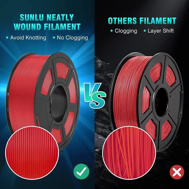 Alt view image 4 of 7 - SUNLU High Speed PLA Meta Filament, 1KG PLA 3D Printer Filament 1.75mm, Tougher Neatly Wound 3D Filament, Dimensional Accuracy +/- 0.02 mm, Fits for Most FDM 3D Printers, 1KG Spool(2.2lbs), Black