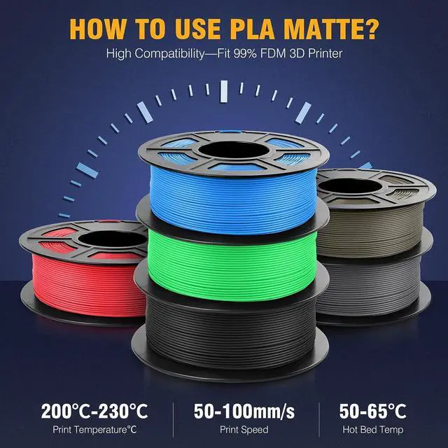 Alt view image 4 of 7 - SUNLU PLA Matte 3D Printer Filament 1.75mm, PLA Filament 1kg Spool (2.2lbs), Dimensional Accuracy +/- 0.02mm, Matte White PLA
