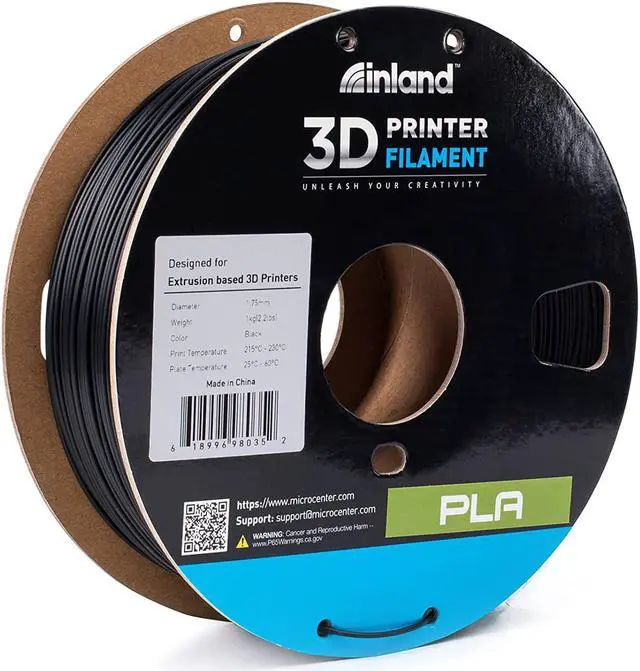 Alt view image 5 of 7 - INLAND PLA 3D Printer Filament - 3D Printing PLA Filament 1.75mm, Dimensional Accuracy +/- 0.03mm - 1kg Cardboard Spool (2.2 lbs), Black PLA